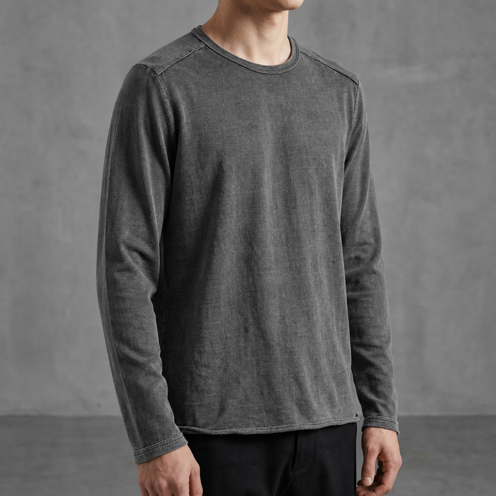 Comino Vintage Fit Long Sleeve Tee in Dark Gray