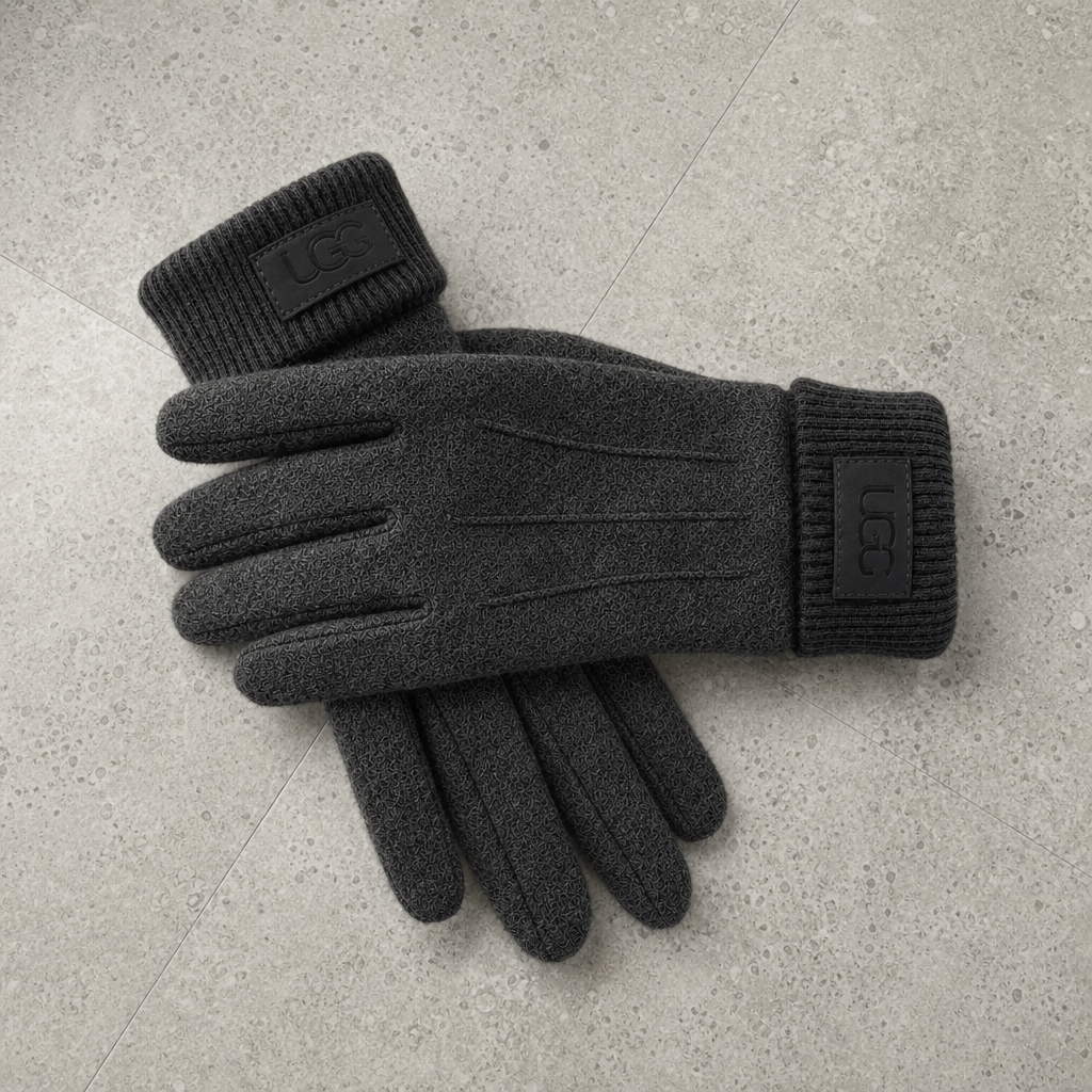 Trani Ribbed Cuff Wool Gloves in Dark Gray