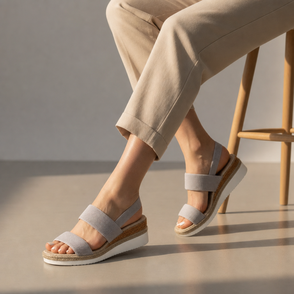 Avignon Chain Strap Platform Sandals in Gray
