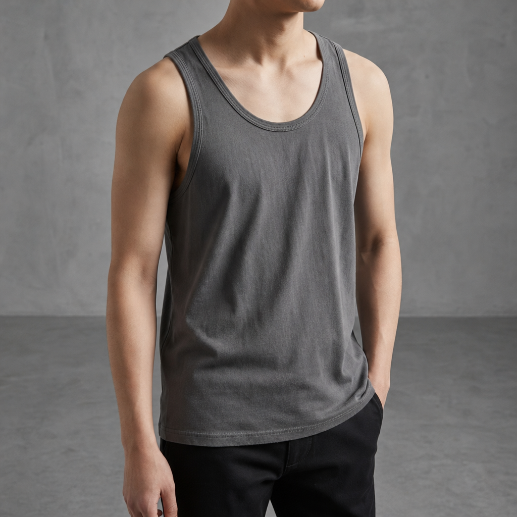 Omodos Cotton Scoop Neck Tank in Gray