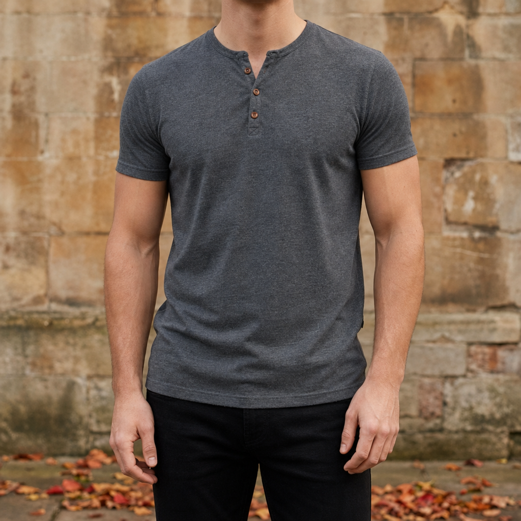 Amalfi Slim Fit Henley Tee in Gray