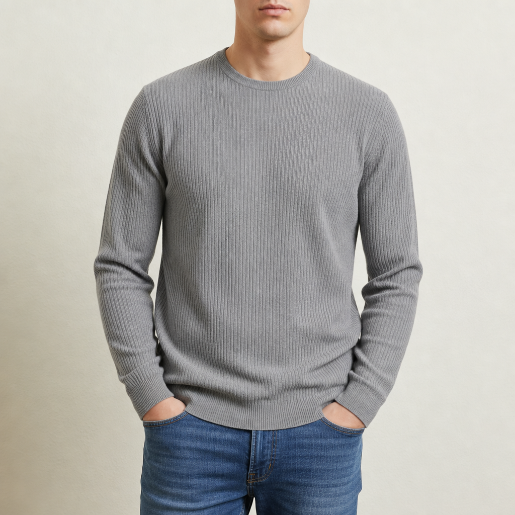 Kythnos Ribbed Knit Sweater in Gray