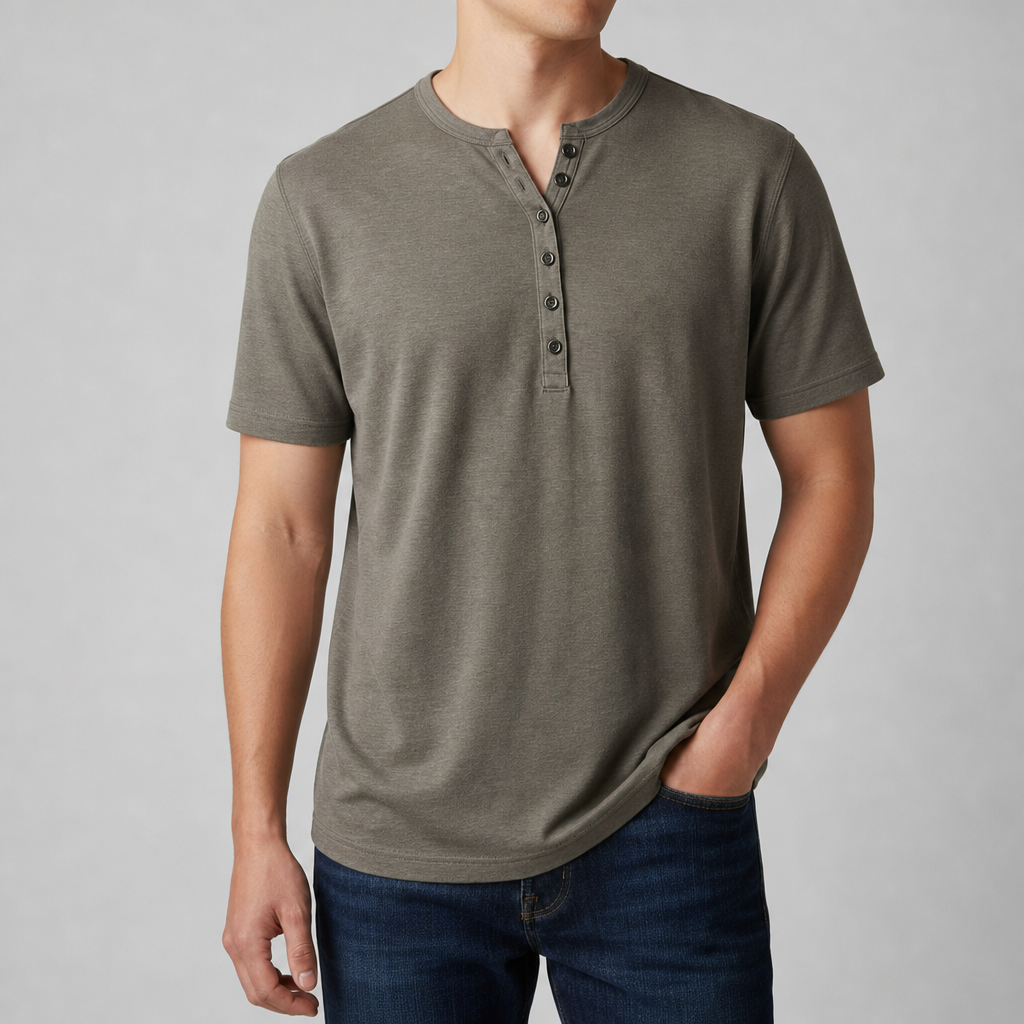 Skyros Athletic Henley Shirt in Gray