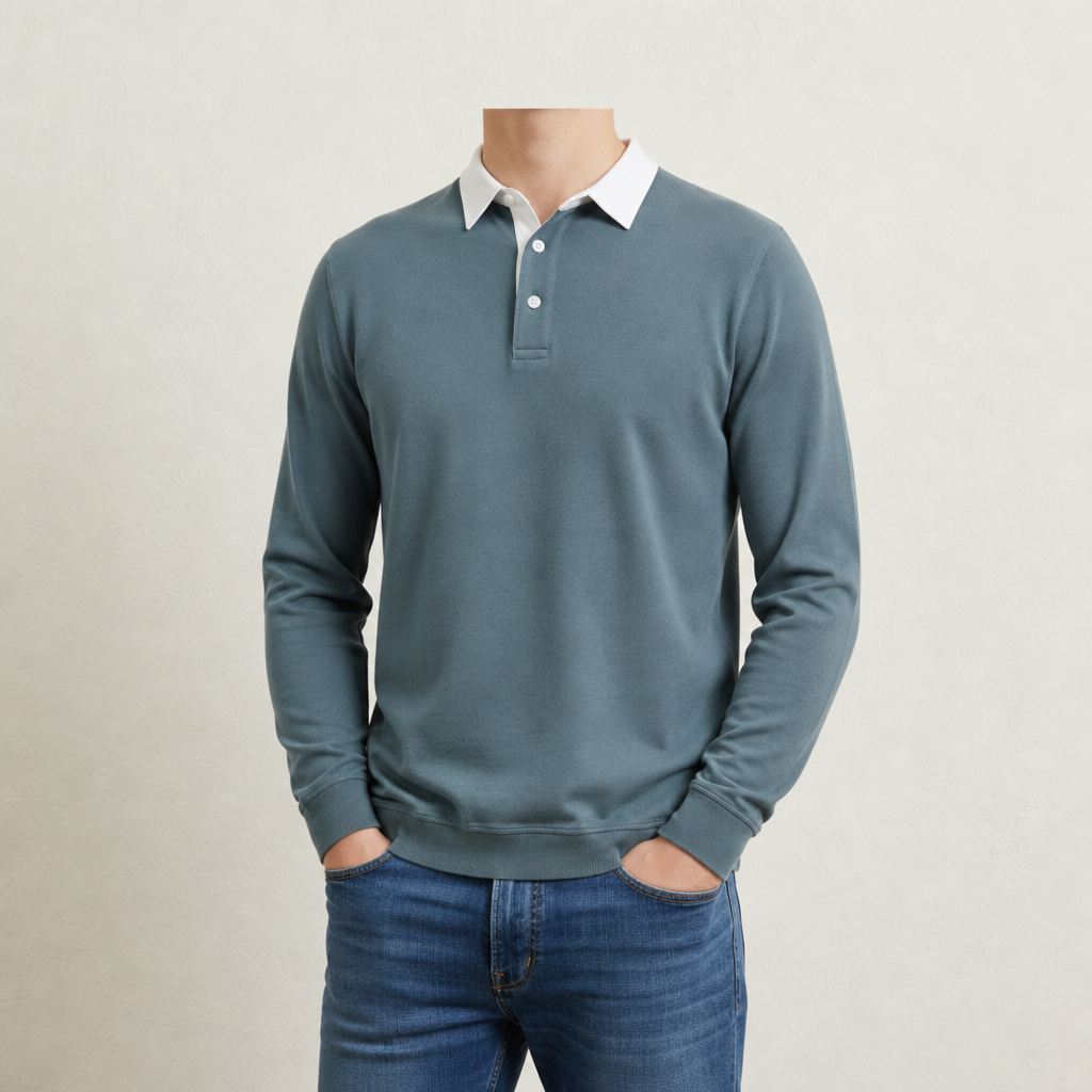 Youri Long Sleeve Polo in Green