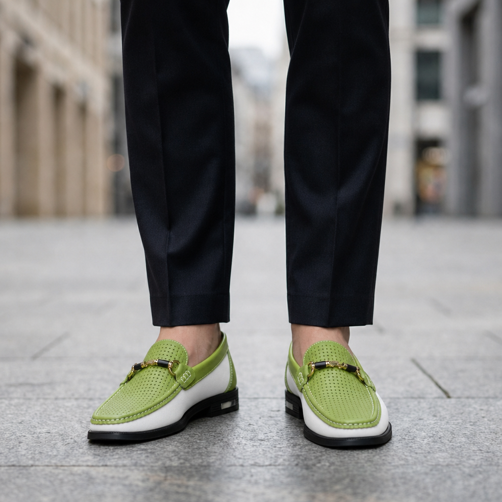 Cordoba Perforated Bit Loafers in Green