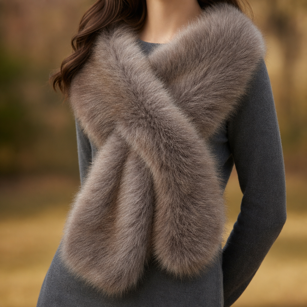 Rab Faux Fur Wrap Shawl in Hazel
