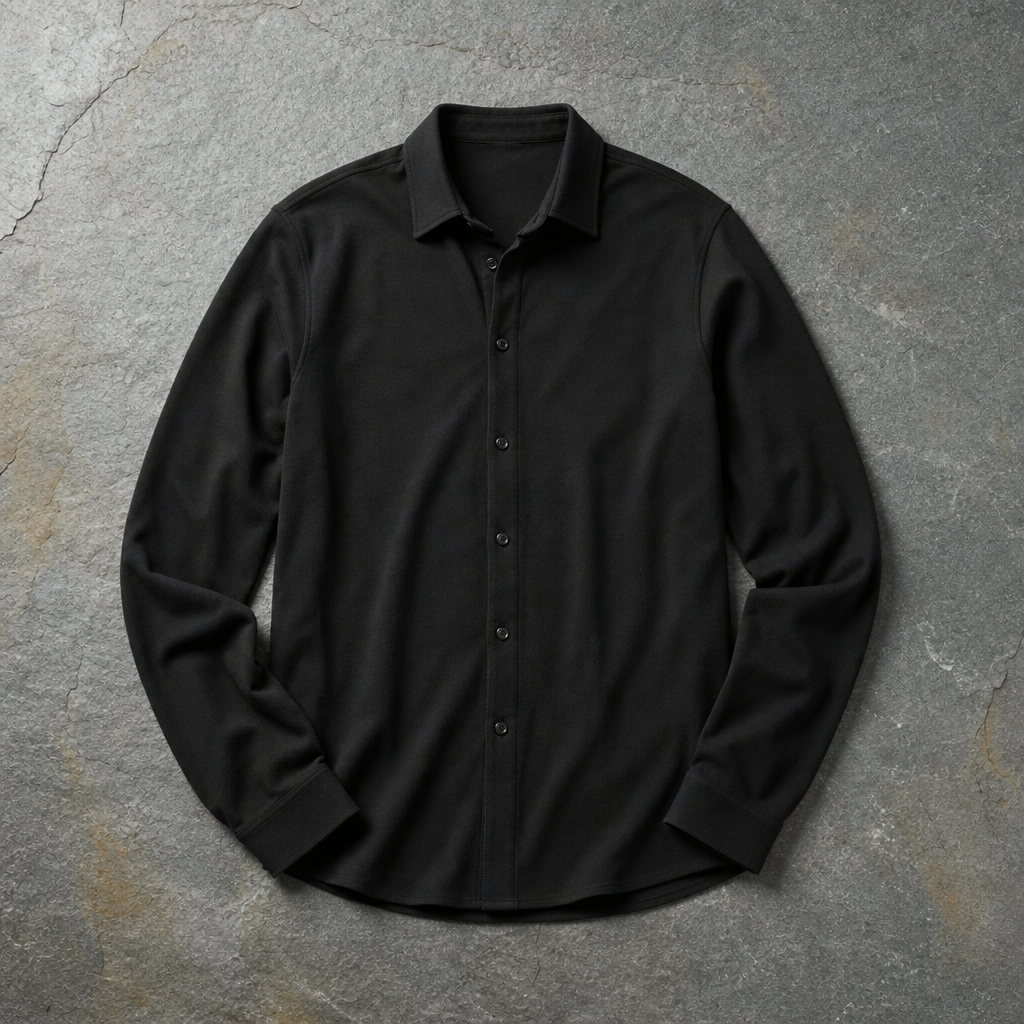 Vence Slim Fit Button-Up in Jet Black