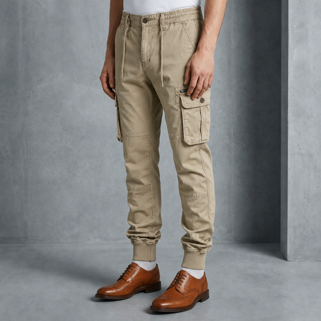 Kos Tapered Cargo Joggers in Khaki