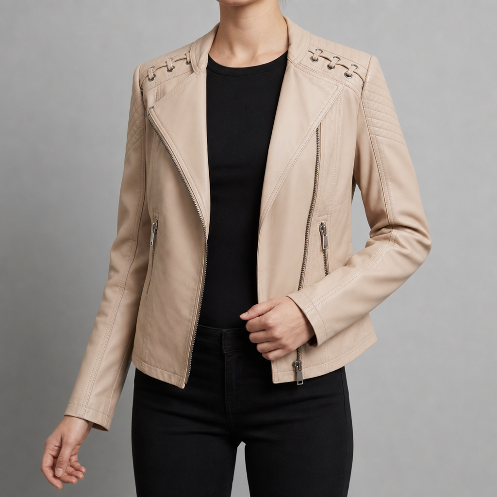 Formentor Lace-Up Moto Jacket in Khaki