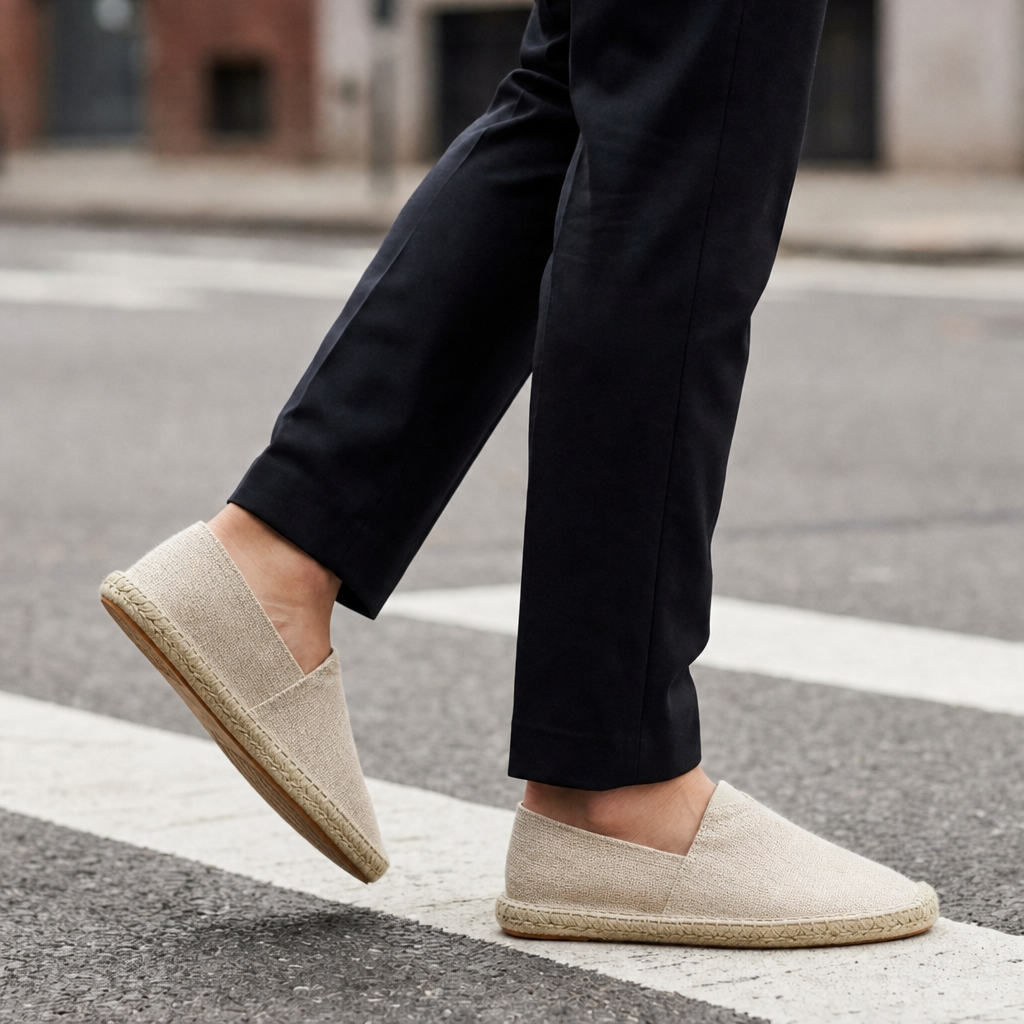 Braga Linen Canvas Espadrilles in Light Beige