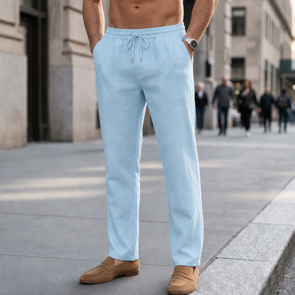 Portofino Relaxed Linen Pants in Light Blue