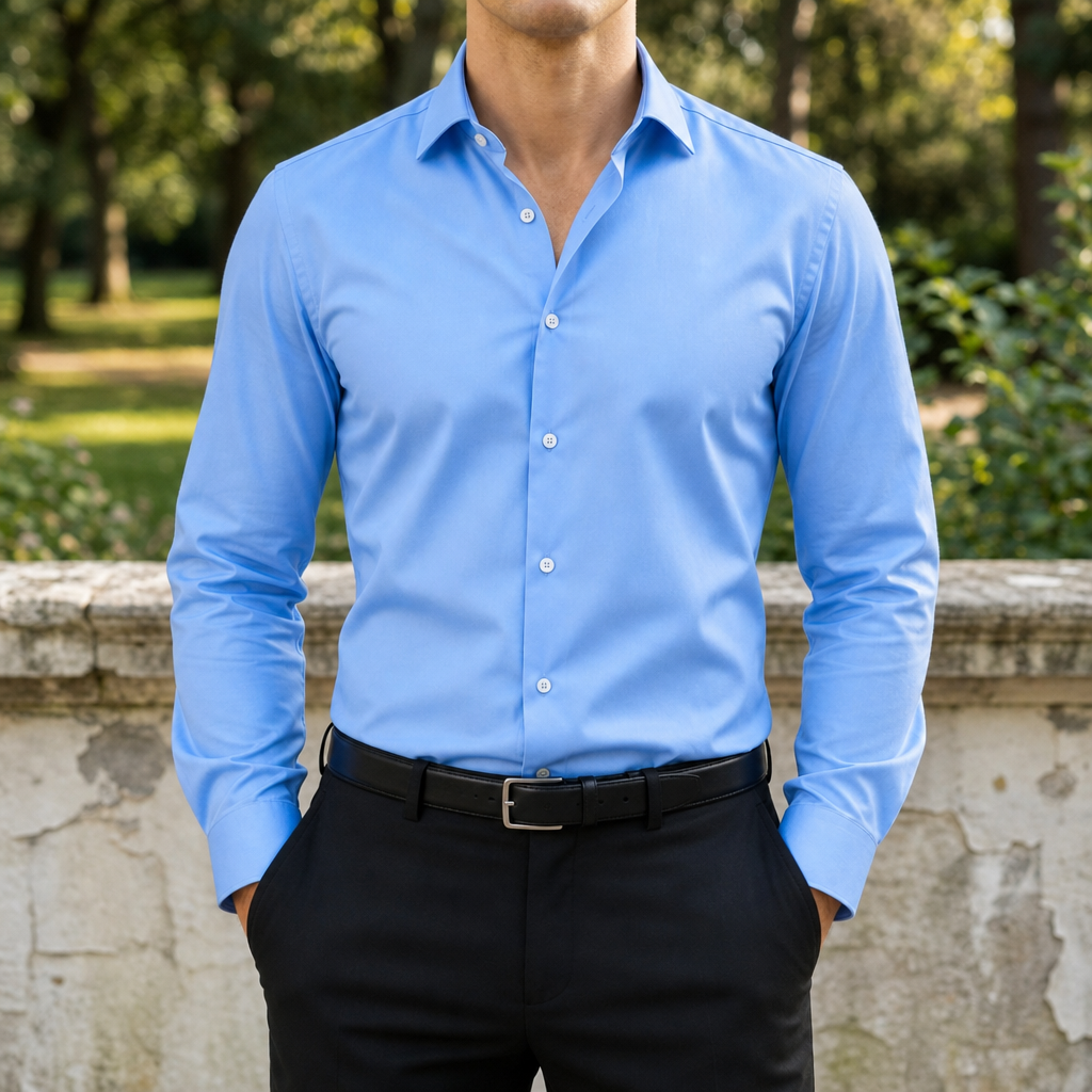 Ravello Slim Fit Dress Shirt in Light Blue