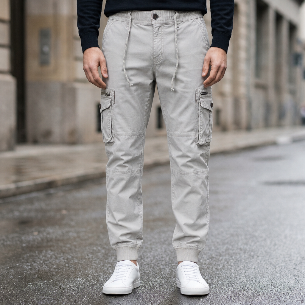 Obidos Slim Cargo Joggers in Light Gray