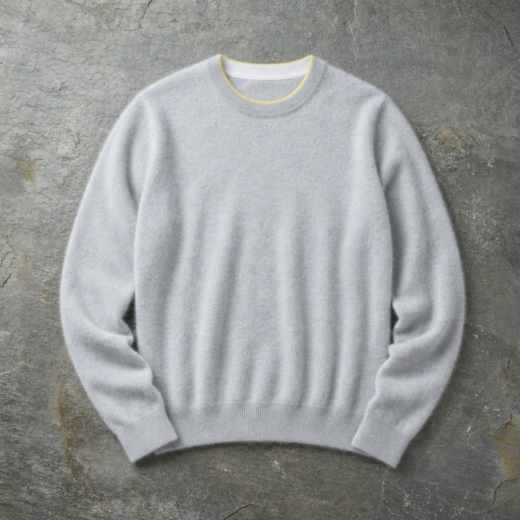 Milos Cashmere Crewneck Sweater in Light Gray
