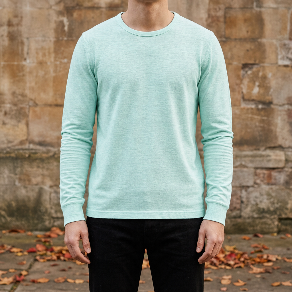 Volterra Long Sleeve Crew Tee in Light Green