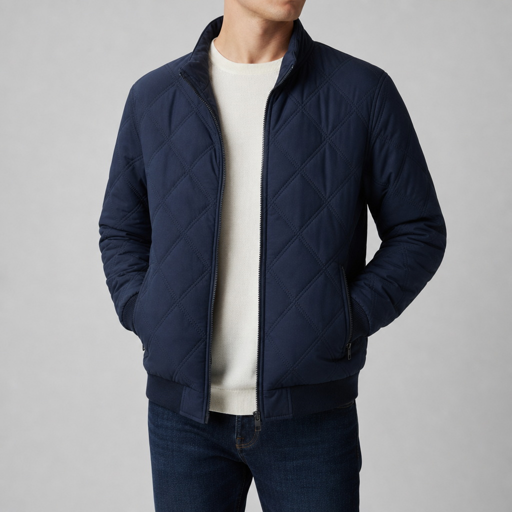 Como Diamond Quilt Bomber in Navy