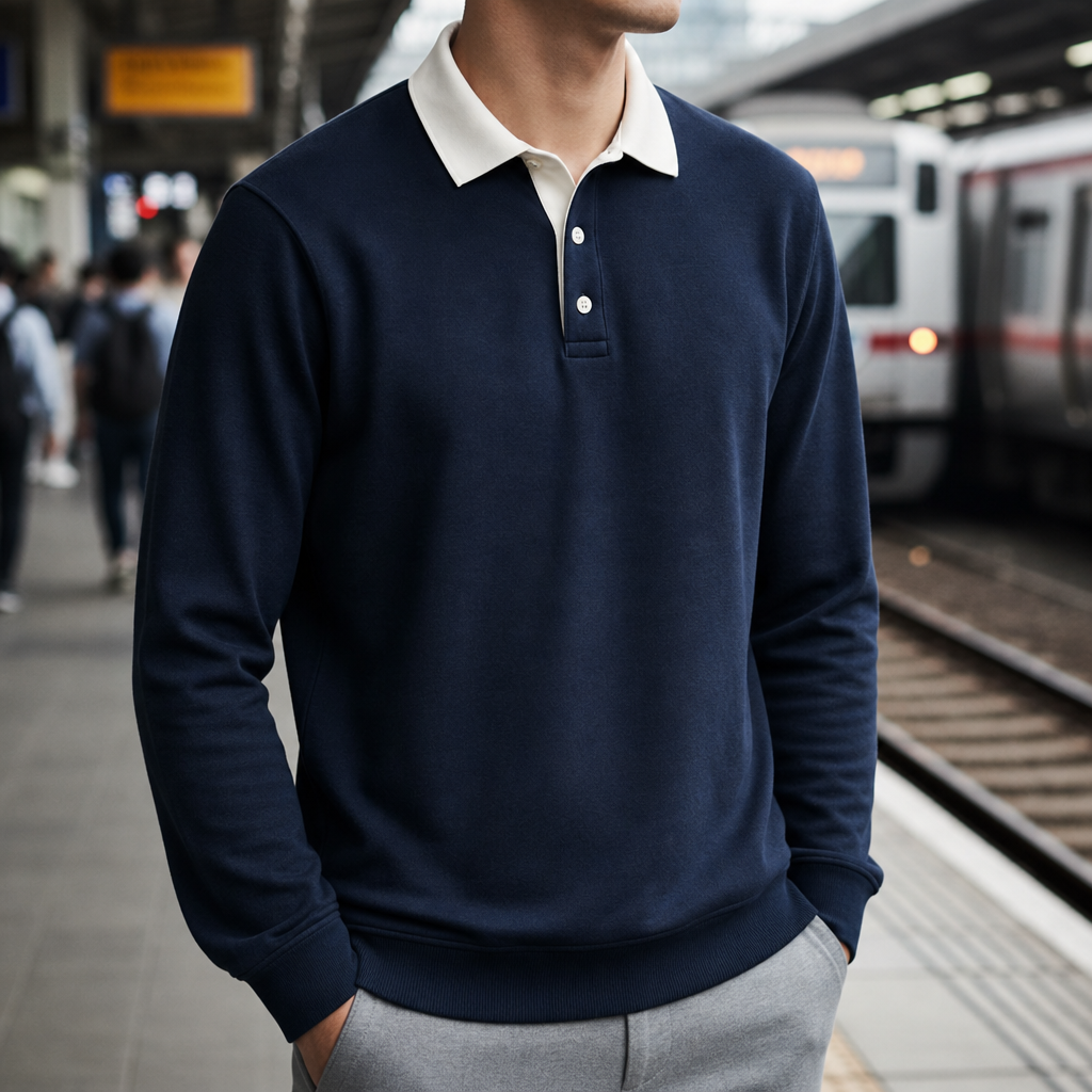 Tropea Contrast Collar Polo in Navy