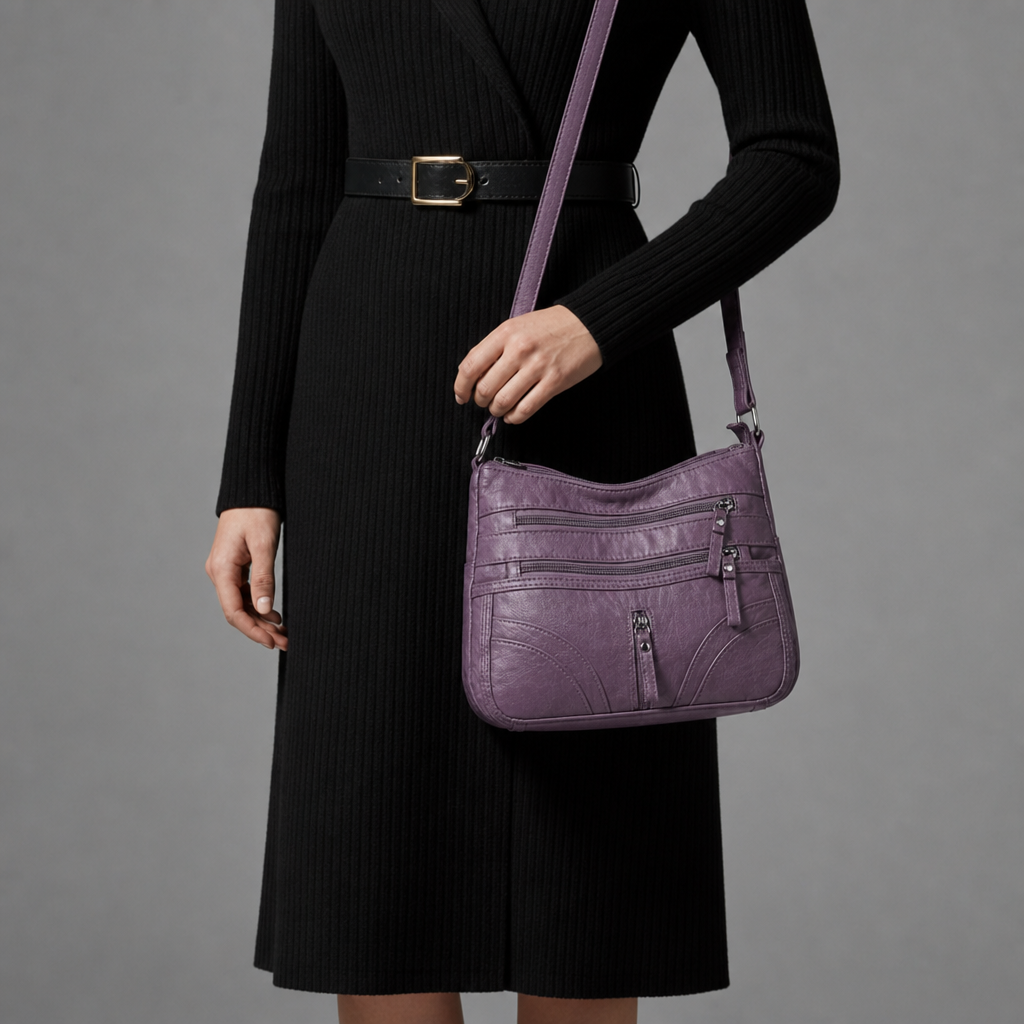 Gaeta Multi-Pocket Crossbody Bag in Purple