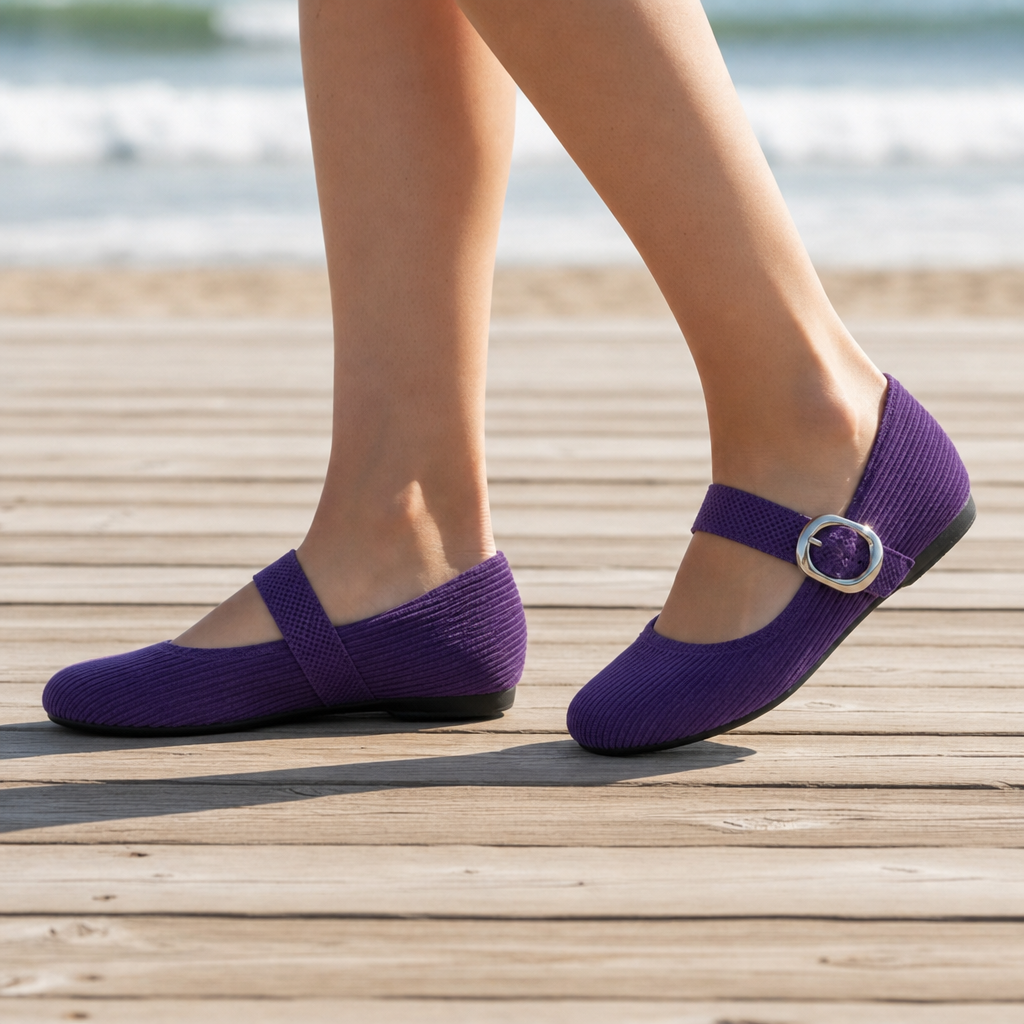 Santa Margherita Orthopedic Mary Jane Flats in Purple