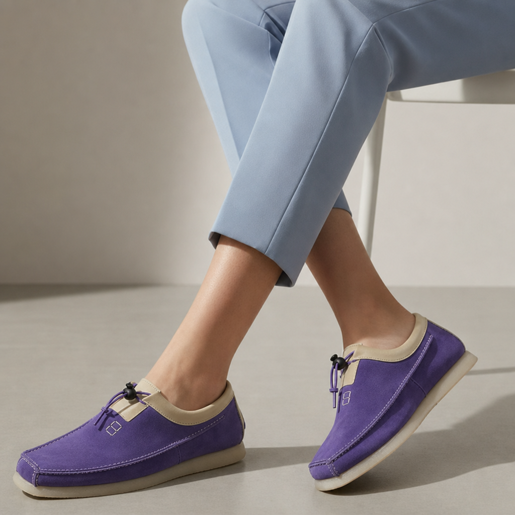 Amalfi Suede Moc-Toe Loafers in Purple