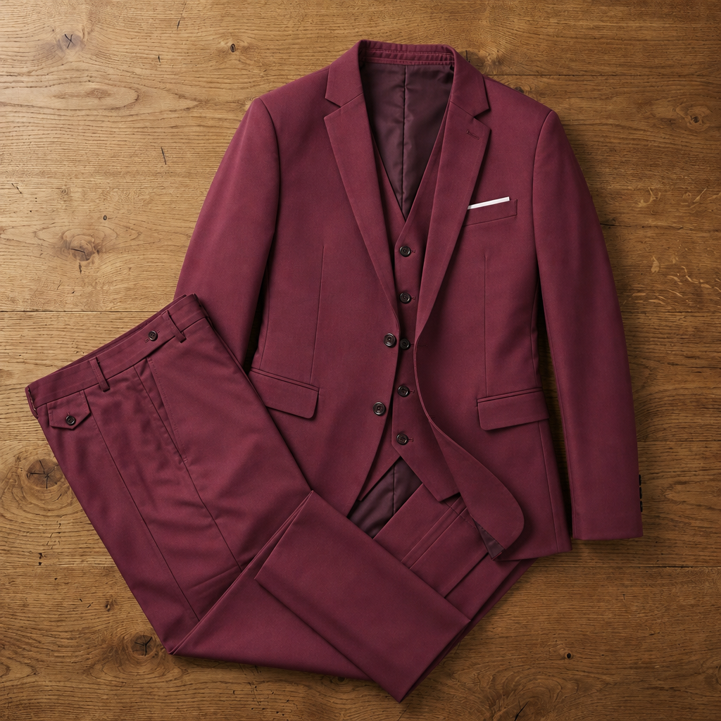Como 3-Piece Business Suit in Red