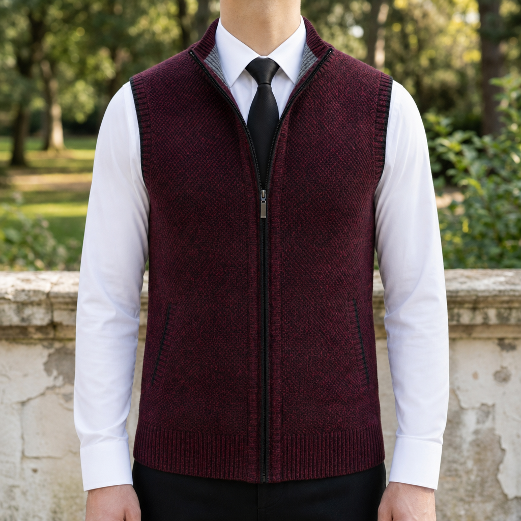 Amalfi Full-Zip Sweater Vest in Red