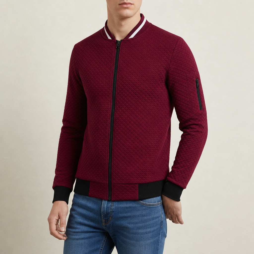 Maigellos Plain Hoodie Cardigan in Red