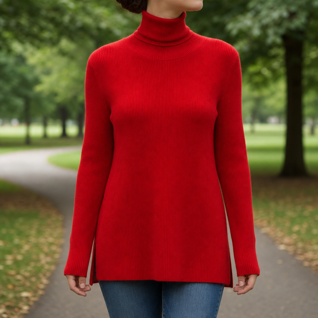 Capri Cashmere Turtleneck Sweater in Red