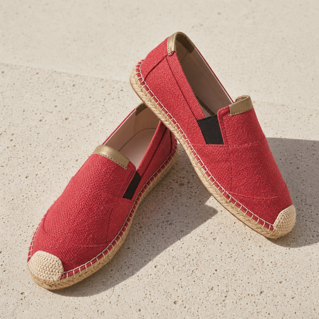 Lesvos Linen Canvas Espadrilles in Red