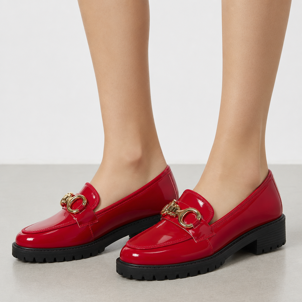 Capri Patent Horsebit Loafers in Red