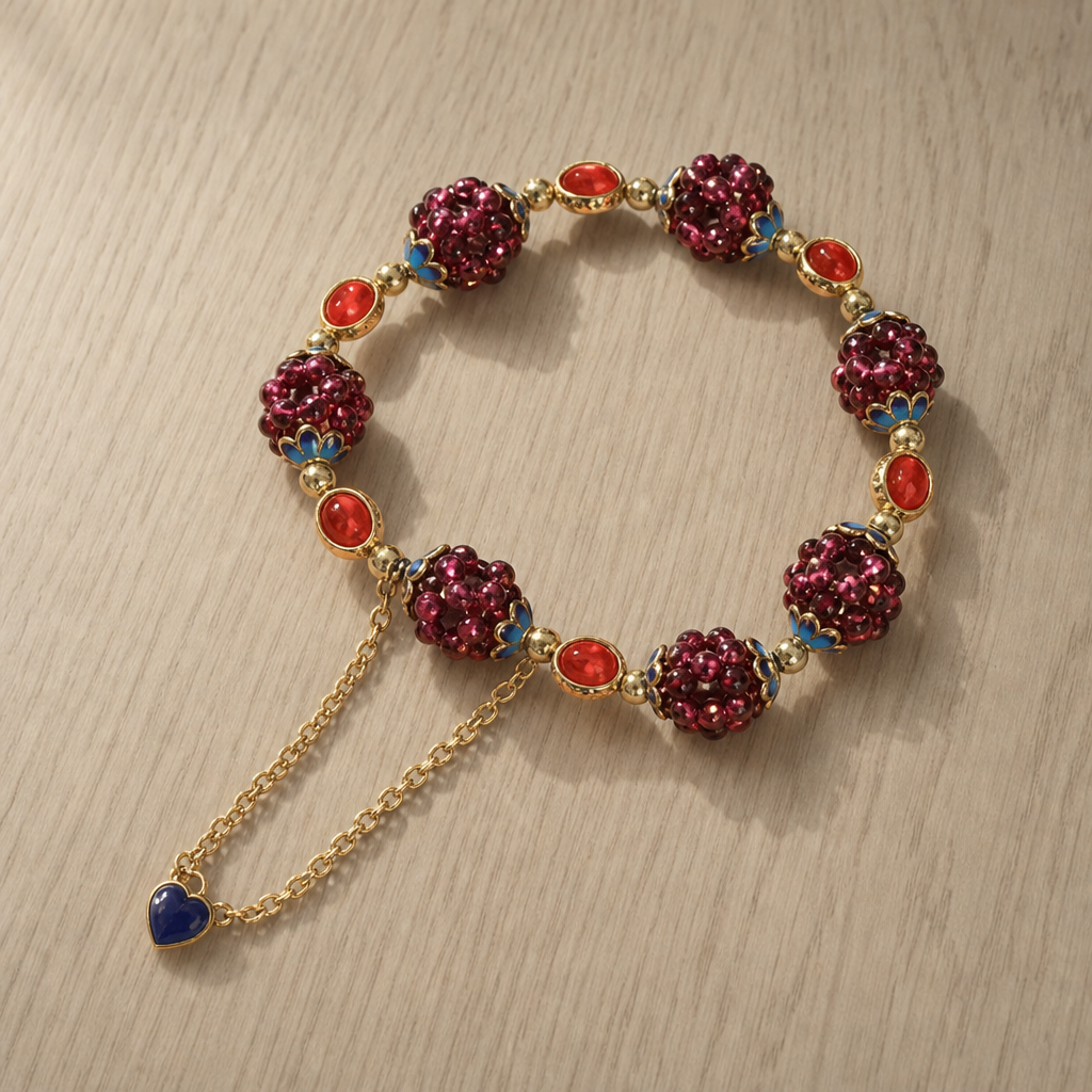 Valencia Garnet Crystal Cluster Bracelet in Red