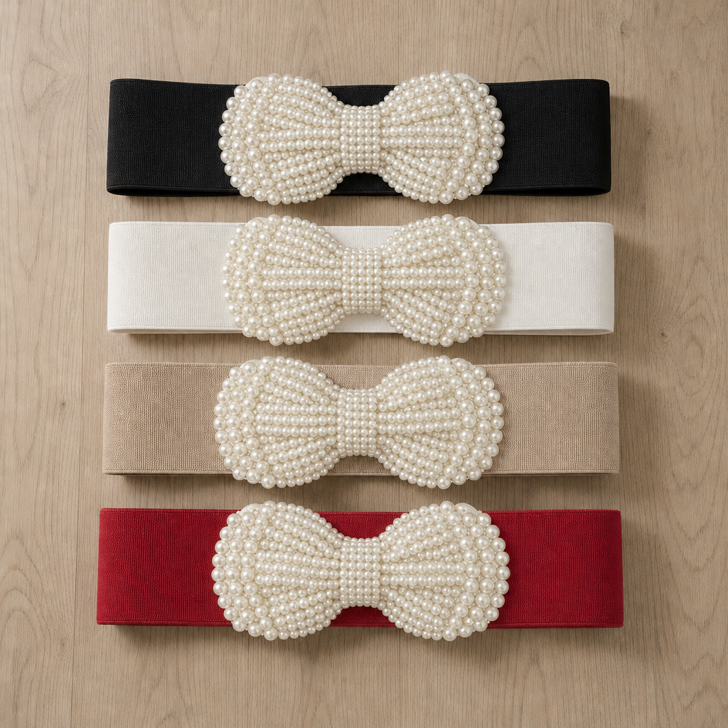 Nice Pearl Bow Waist Belt in Set of 4 (All Colors)