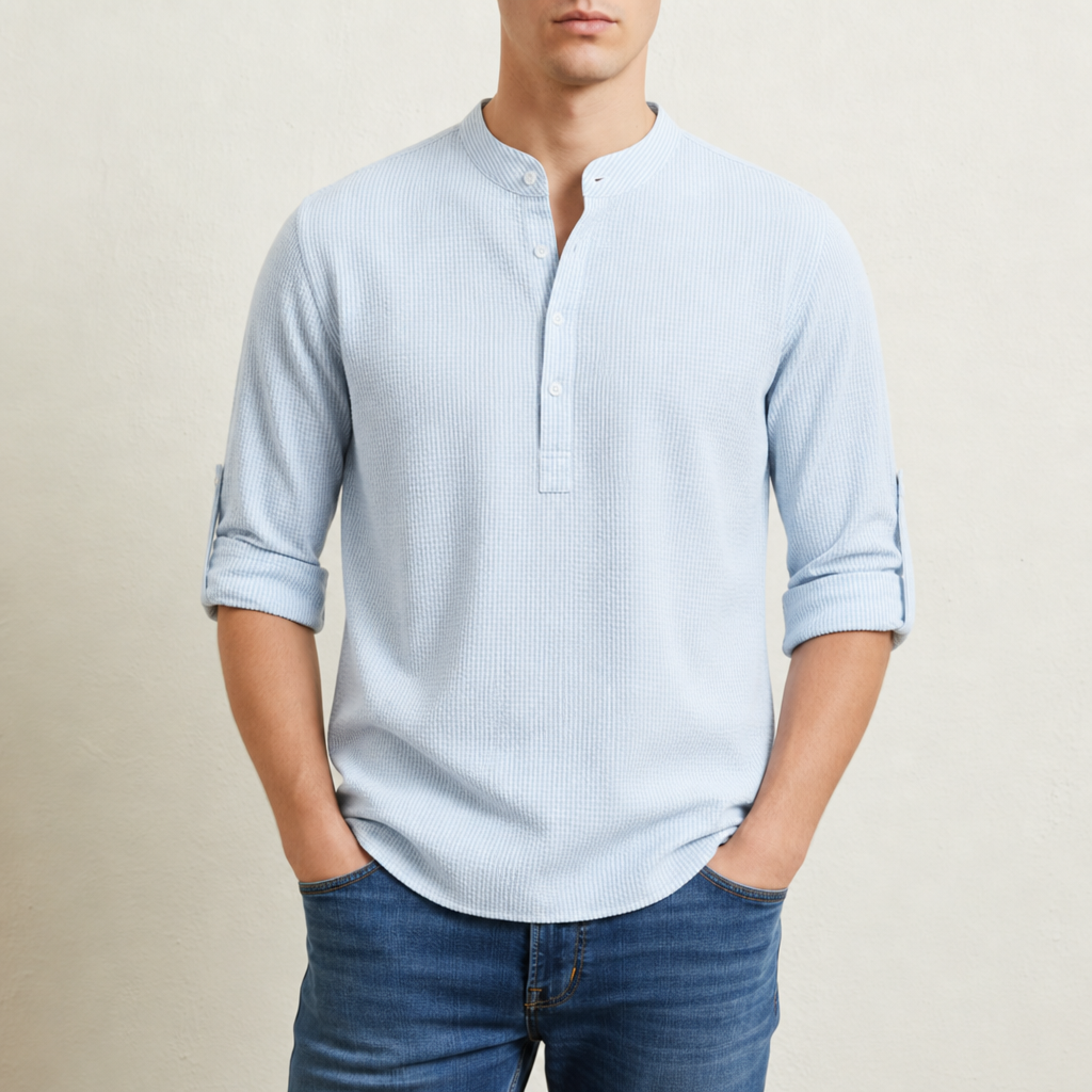 Milan Henley Shirt in Sky Blue