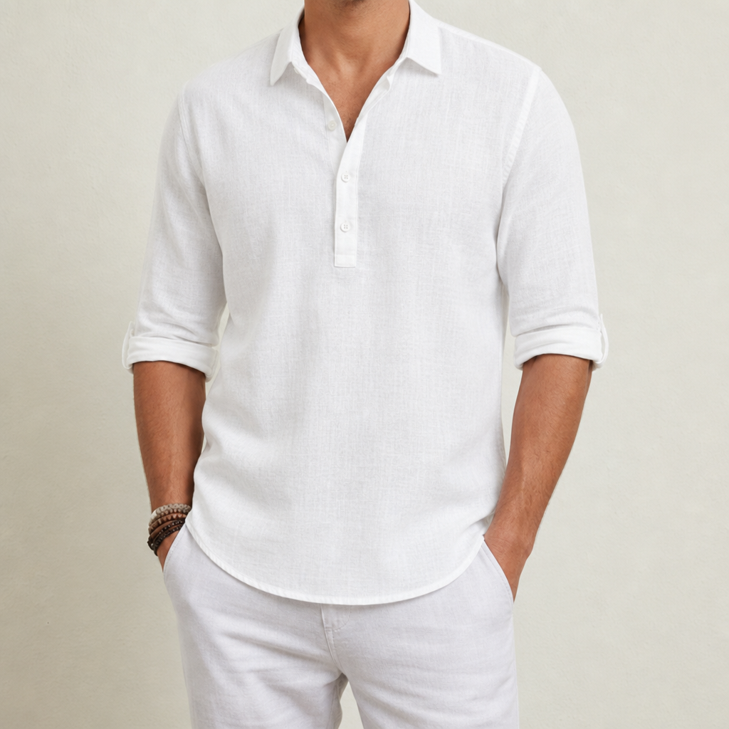 Palmera Linen Polo Shirt in White