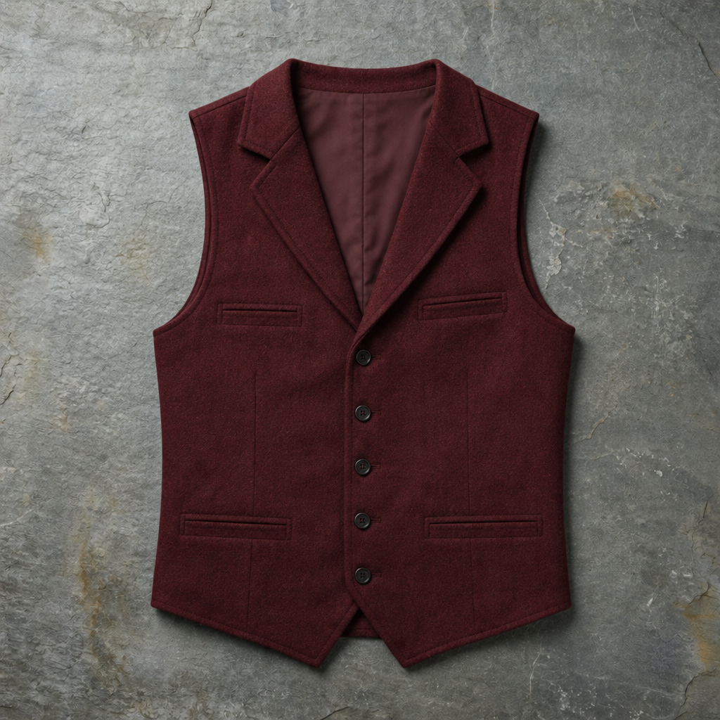 Avila Slim Fit Business Vest in Wine Red