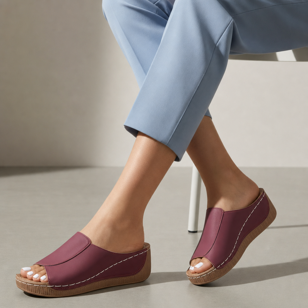 Polignano Orthopedic Platform Slides in Wine Red