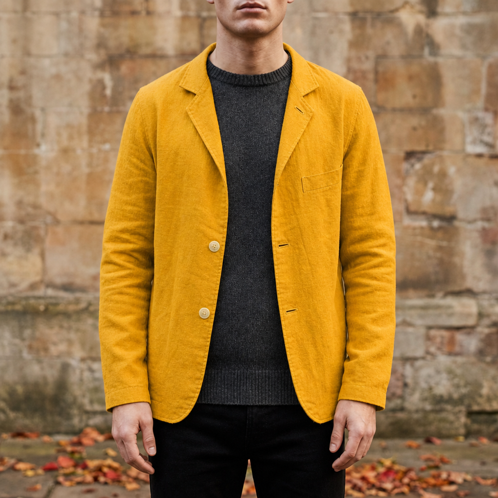 Sifnos Linen Suit Jacket in Yellow