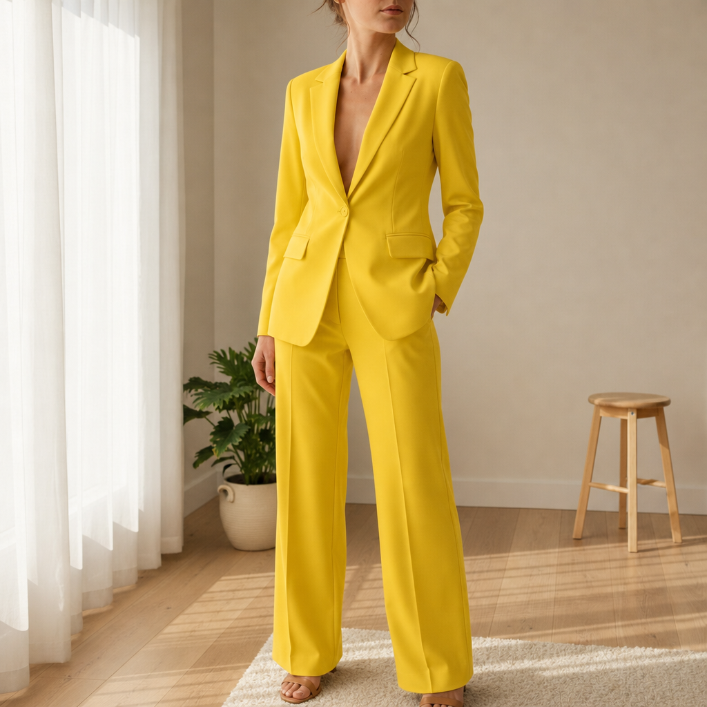 Monaco Tailored Blazer Trouser Set in Yellow