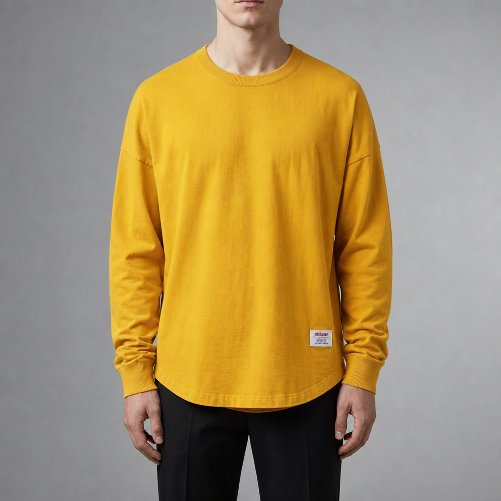 Bonifacio Drop Hem Crewneck Pullover in Yellow