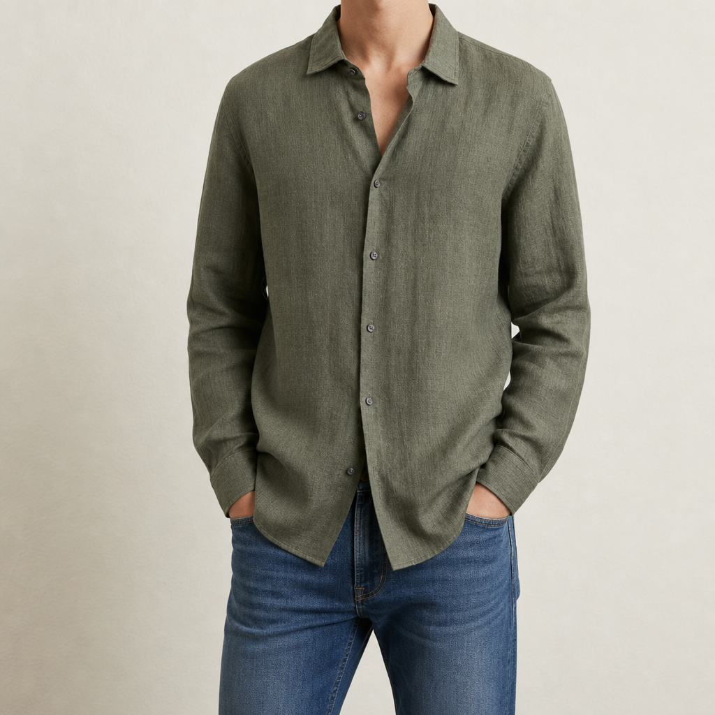 Napoli Long Sleeve Shirt in Army Green