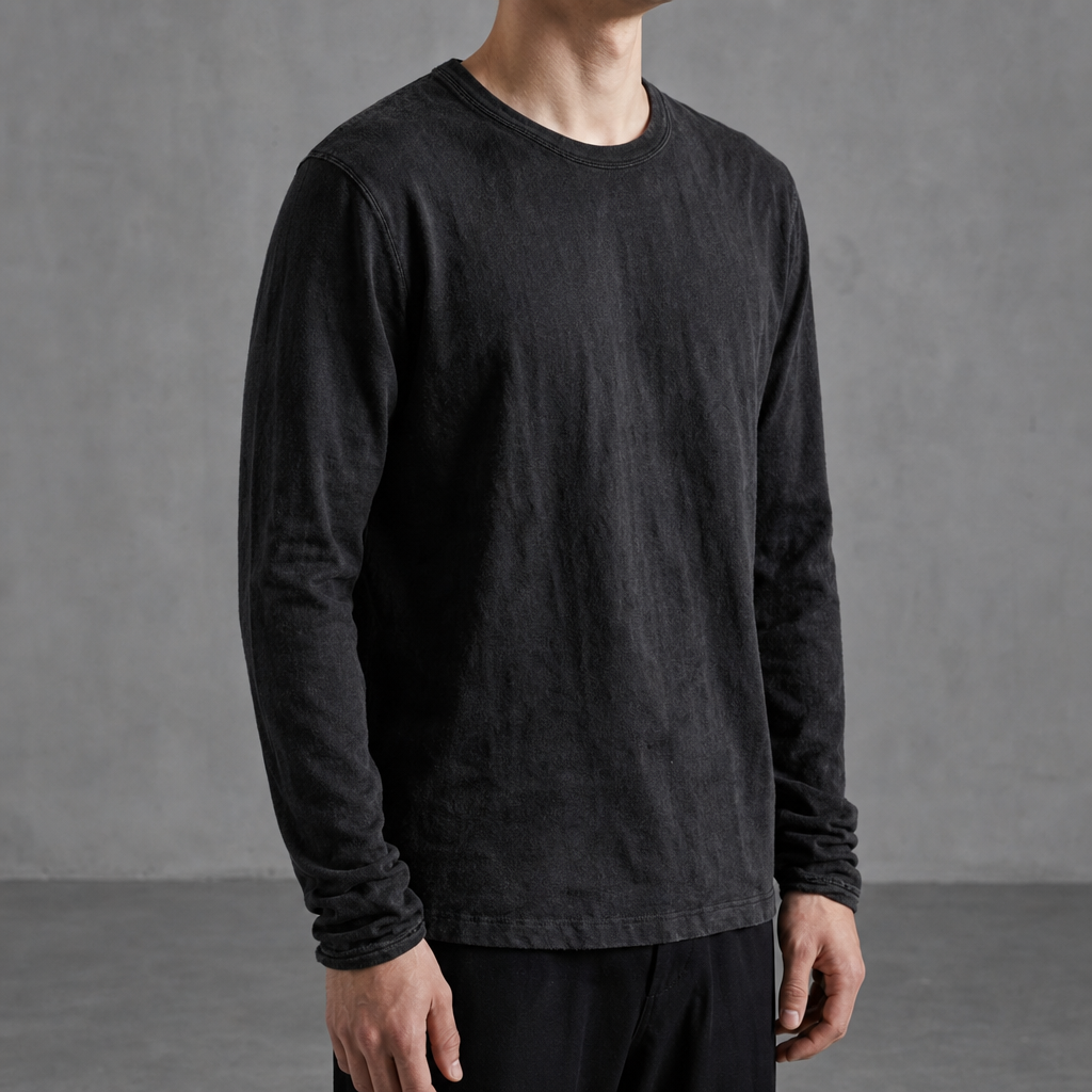 Comino Vintage Fit Long Sleeve Tee in Black