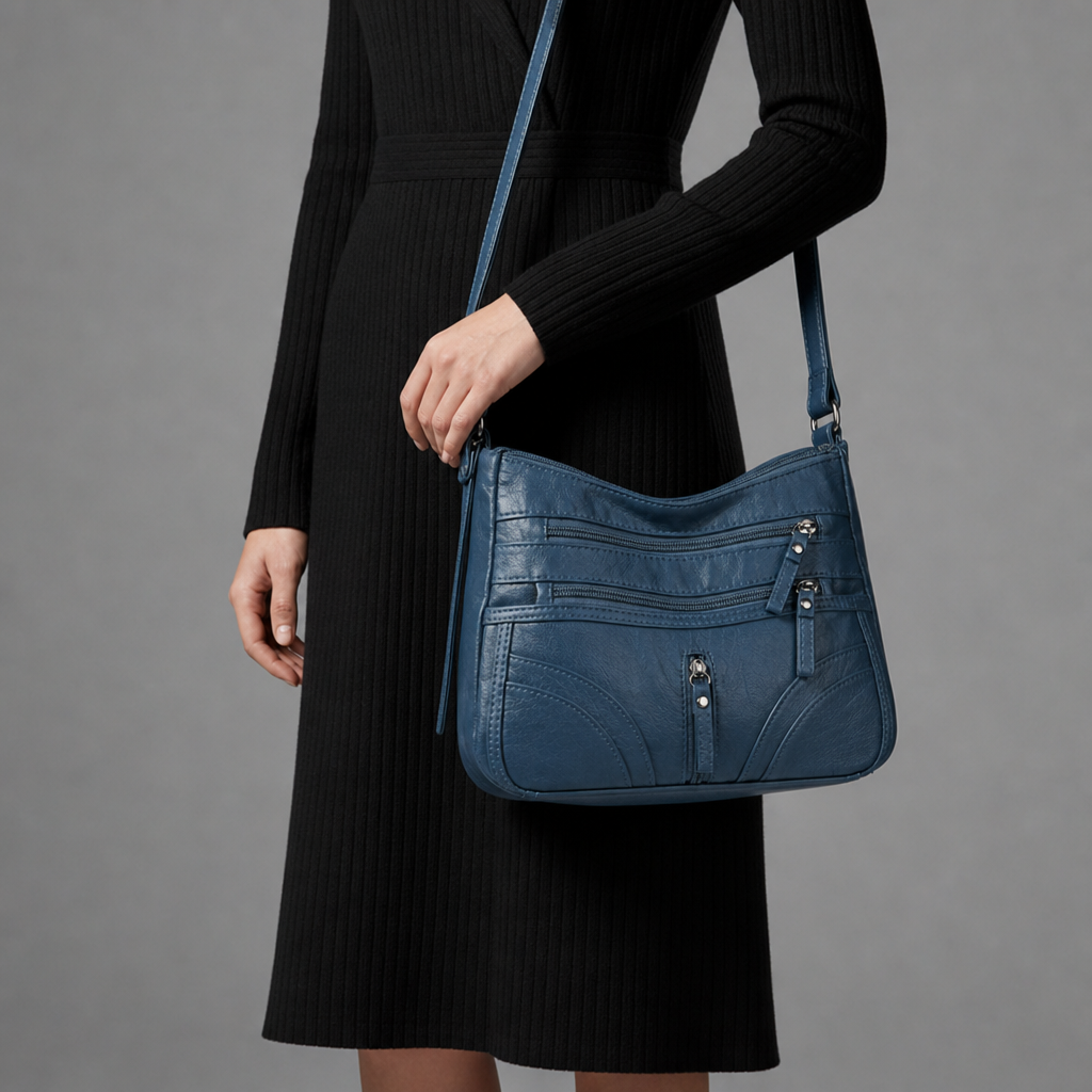 Gaeta Multi-Pocket Crossbody Bag in Blue