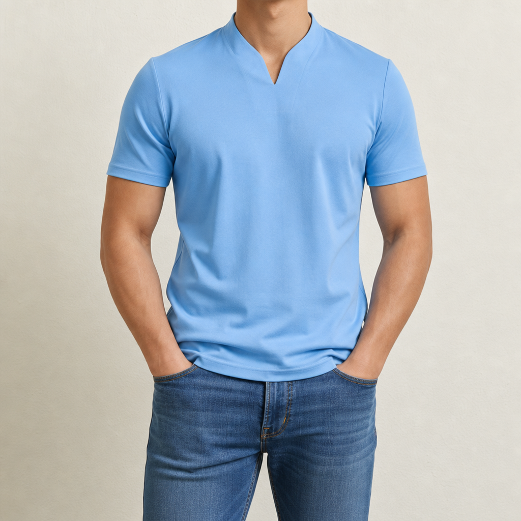Carcassonne Slim Fit V-Neck Tee in Blue