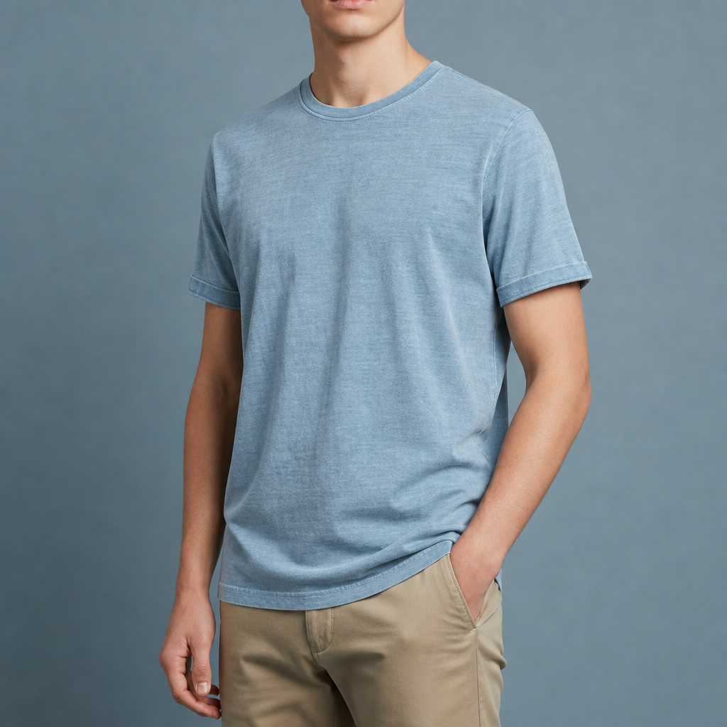 Antiparos Vintage Fit Cotton Tee in Blue