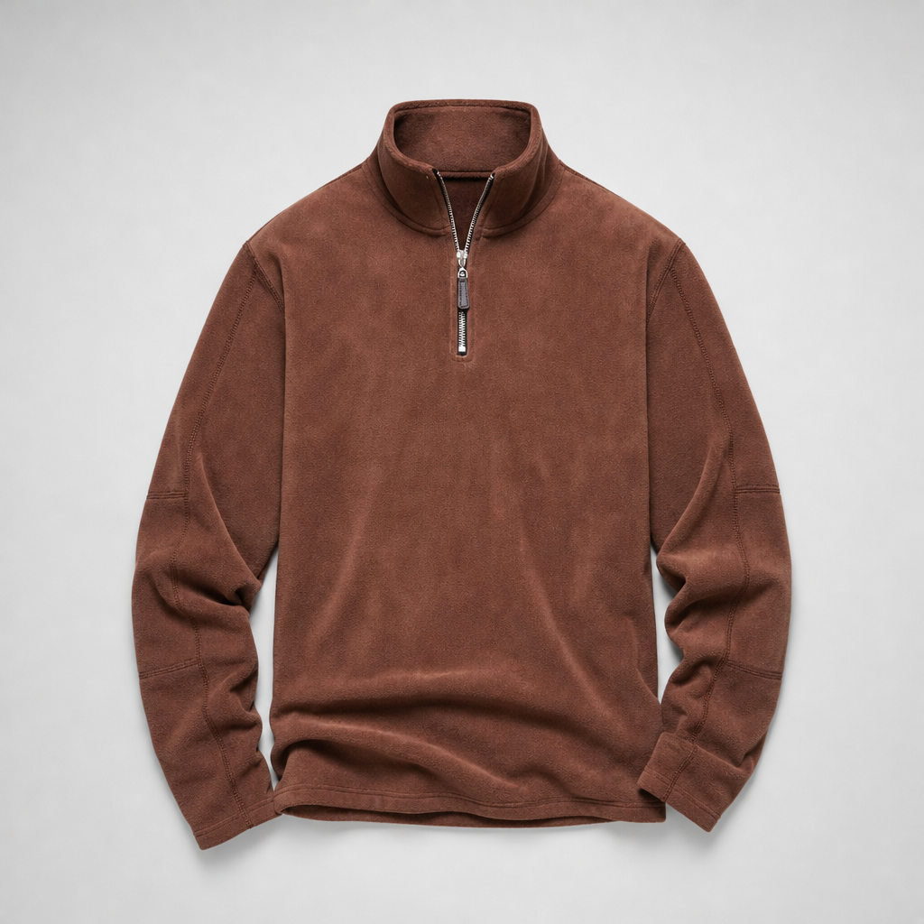 Braga Quarter-Zip Fleece Pullover in Brown