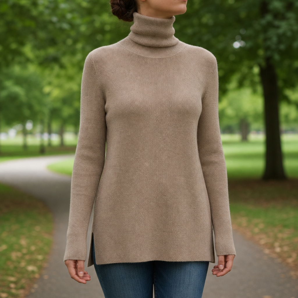 Capri Cashmere Turtleneck Sweater in Camel