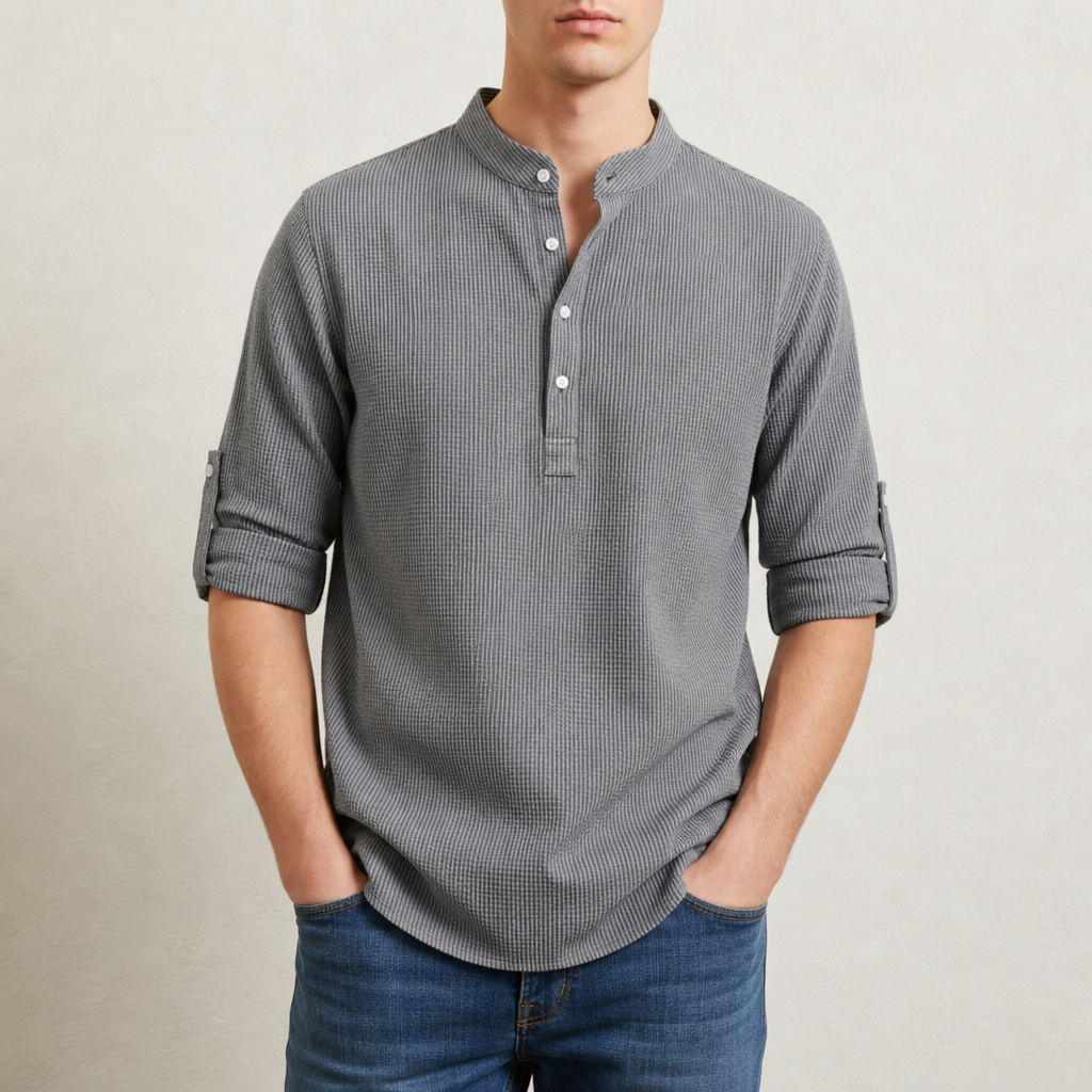 Milan Henley Shirt in Dark Gray