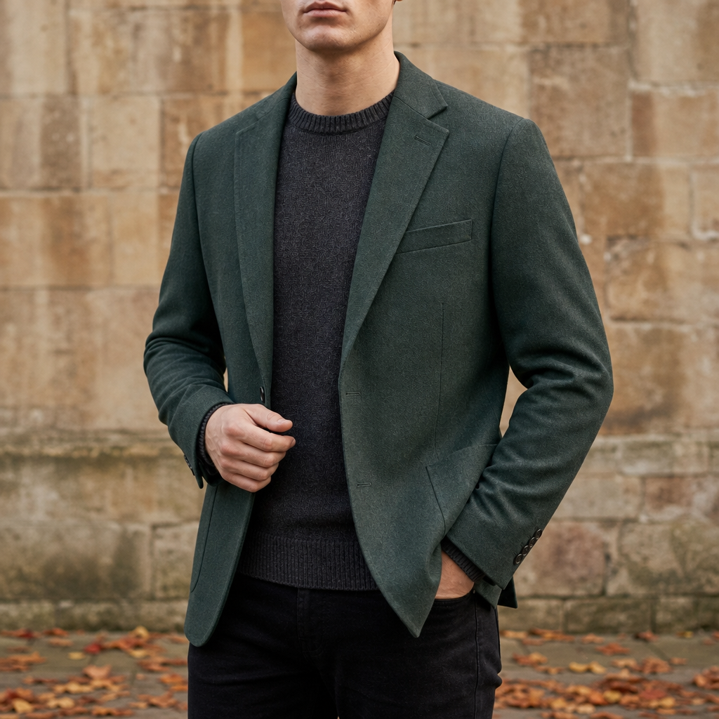 Rivello Slim Fit Knit Blazer in Green