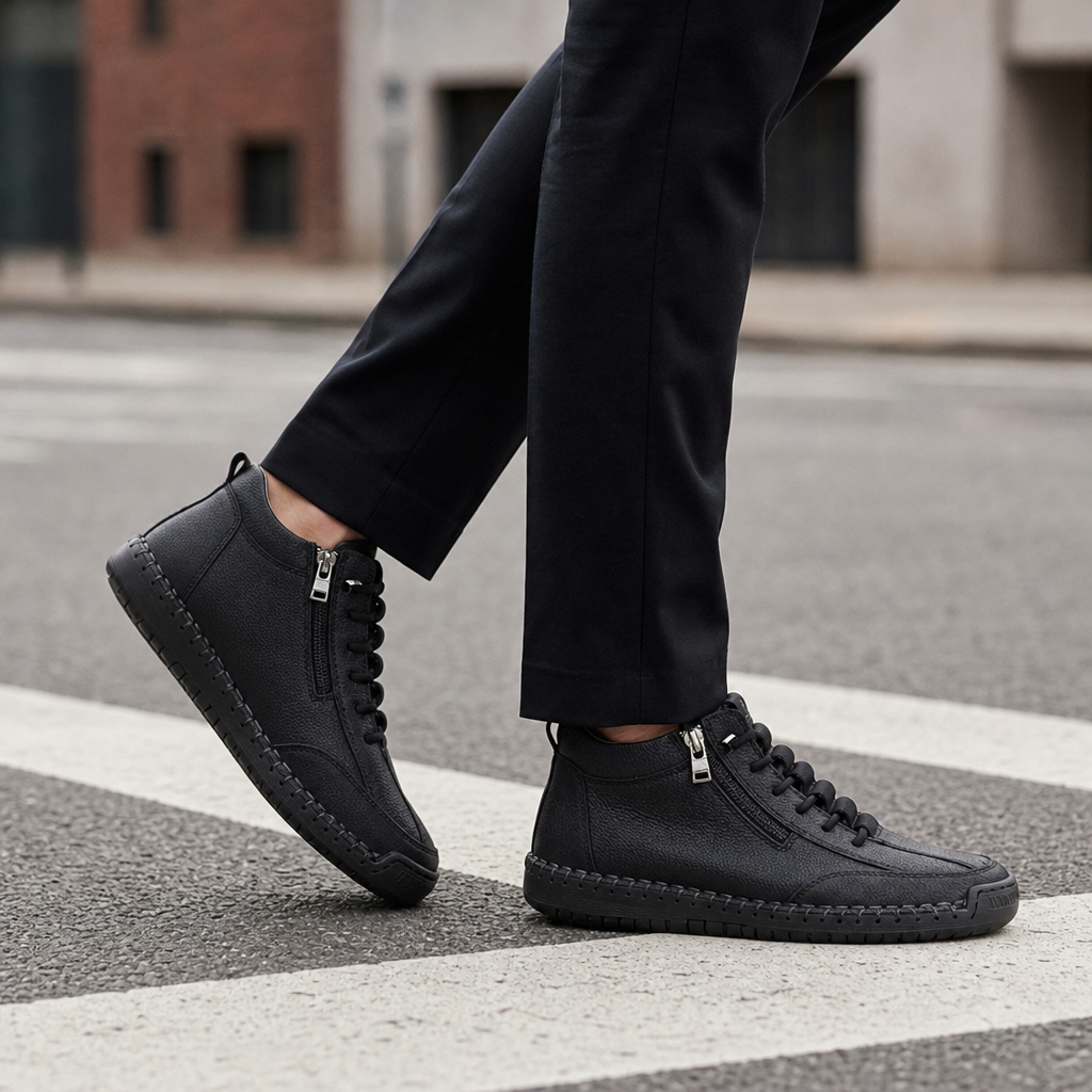 Rab Leather Lace-Up Boots in Jet Black