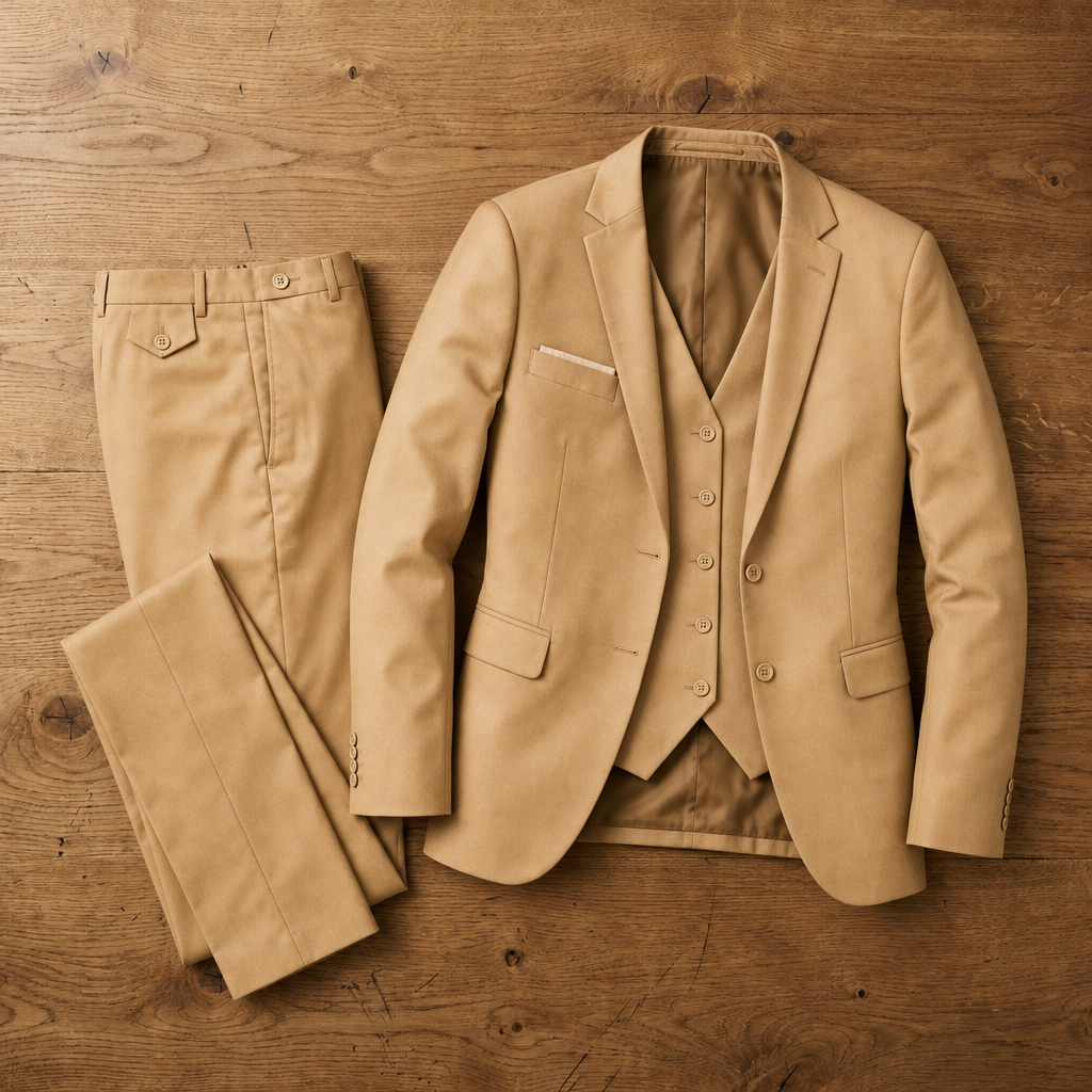 Como 3-Piece Business Suit in Khaki